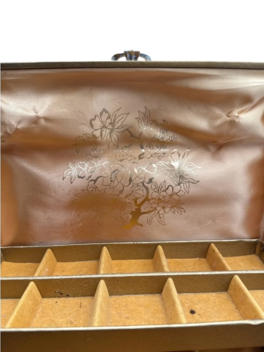 Vintage 1960s Lady Buxton Gold Two-Tier Jewelry Box Organizer